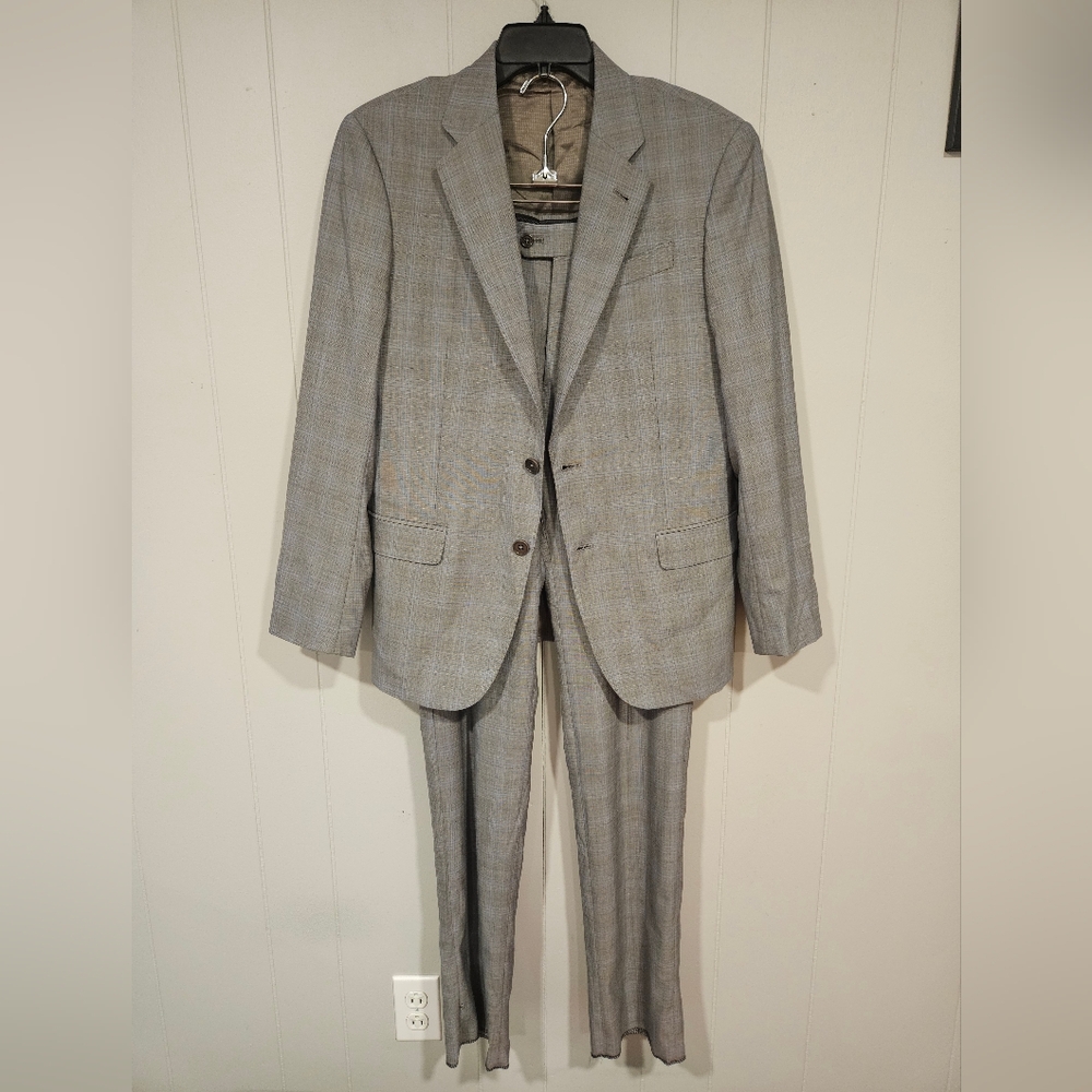 Emporio Armani G Line Suit US 38 EU 48 Grey Wool 2 Piece Modern Super 130s HOLE